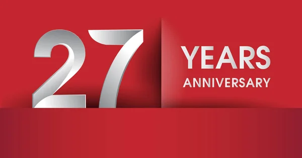 Jaar Verjaardag Viering Logo Platte Ontwerp Geïsoleerd Rode Achtergrond Vector — Stockvector