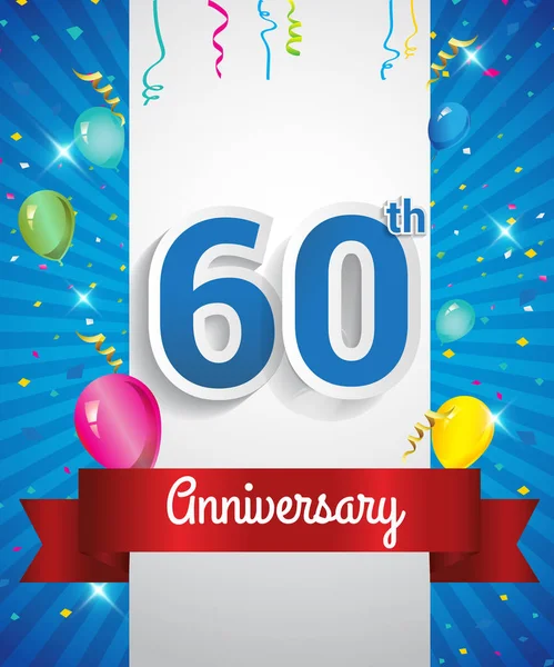Γιορτάζει Την 60Η Επέτειο Λογοτύπου Στοιχεία Πρότυπο Σχεδιασμού Κομφετί Μπαλόνια — Διανυσματικό Αρχείο