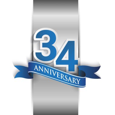 34 yıldönümü kutlama logosu, vektör tasarım şablonu öğeleri doğum günün için parti