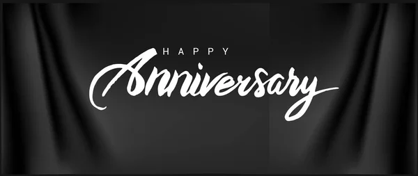 Banner Texto Letras Happy Anniversary Color Blanco Ilustración Vectorial Sobre — Archivo Imágenes Vectoriales