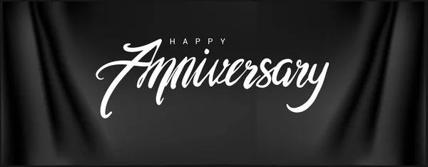 Banner Texto Letras Happy Anniversary Color Blanco Ilustración Vectorial Sobre — Archivo Imágenes Vectoriales