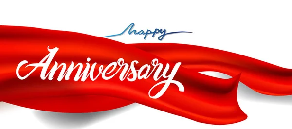 Happy Anniversary Lettering Text Banner White Color Vector Illustration Red — Stock Vector