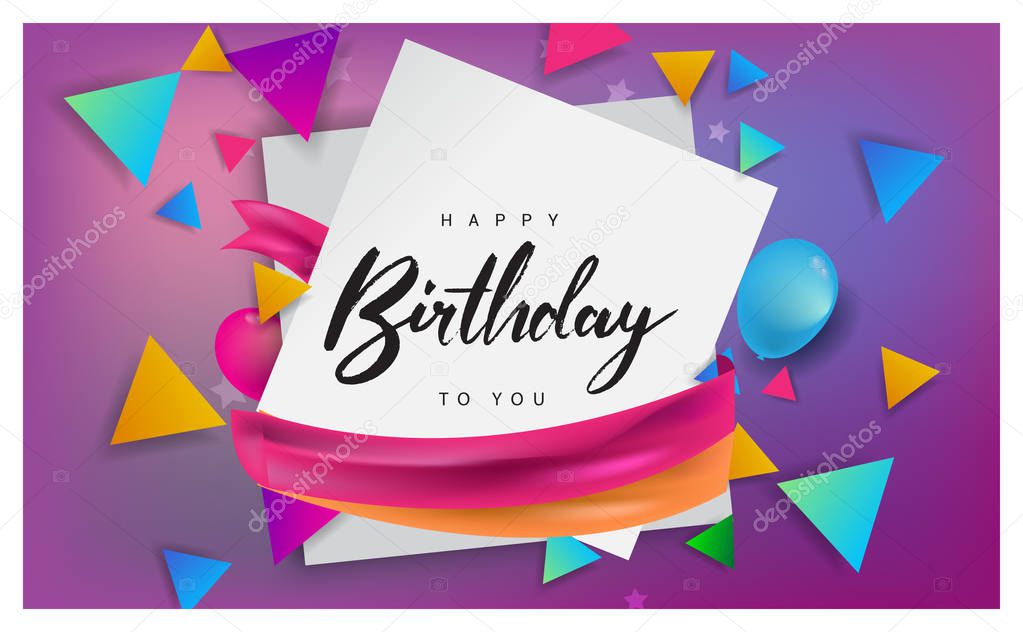 Happy Birthday typography vector design for greeting cards and poster. Colorful vector illustration with balloons