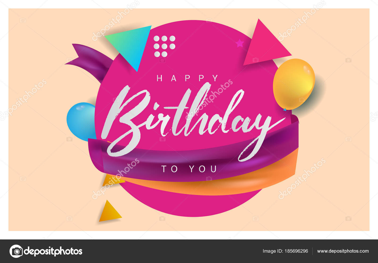 Disegno vettoriale a tipografia di buon pleanno per biglietti di auguri e poster Illustrazione vettoriale colorato con palloncini — Vettoriali di