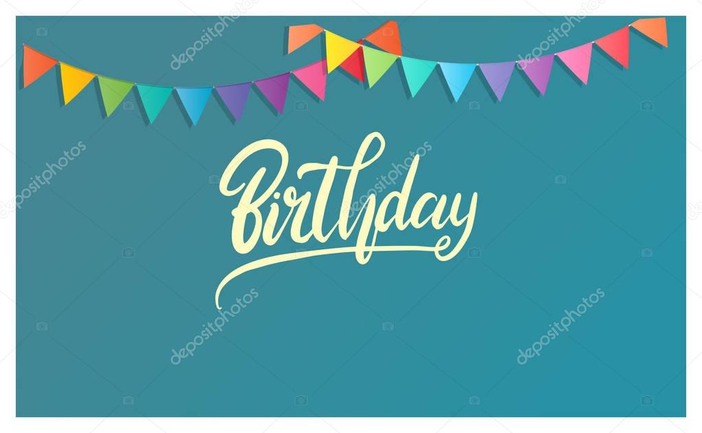 Happy Birthday typography vector design for greeting cards and poster. Colorful vector illustration with garland