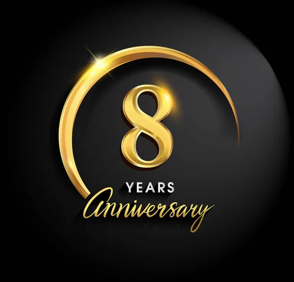 Years Anniversary Celebration Anniversary Logo Ring Elegance Golden Color Black — Stock Vector