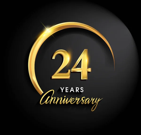 Obchody Rocznicy Lata Urodzinowe Logo Pierścieniem Elegancja Złotym Kolorze Czarnym — Wektor stockowy