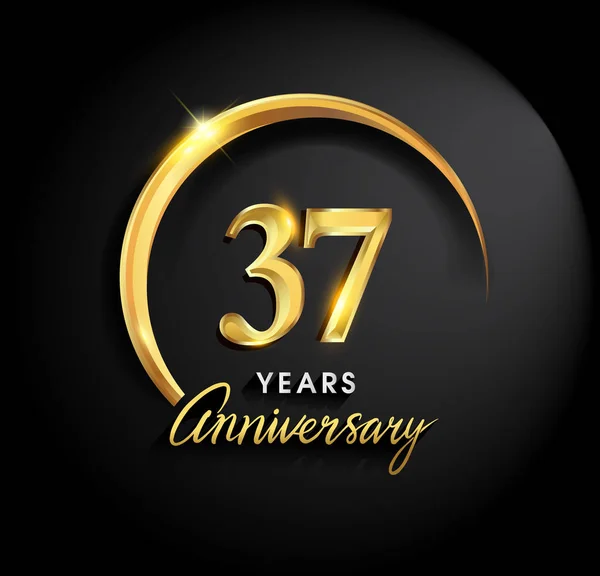 Jahre Jubiläumsfeier Jubiläums Logo Mit Ring Und Eleganz Goldene Farbe — Stockvektor