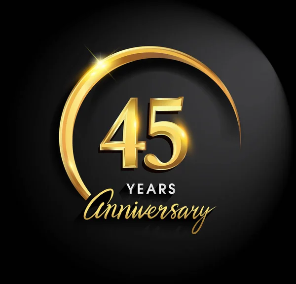 Years Anniversary Celebration Anniversary Logo Ring Elegance Golden Color Black — Stock Vector