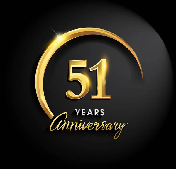 Anos Celebração Aniversário Logotipo Aniversário Com Anel Elegância Cor Dourada — Vetor de Stock
