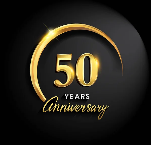 Lat Obchody Rocznicy Urodzinowe Logo Pierścieniem Elegancja Złotym Kolorze Czarnym — Wektor stockowy