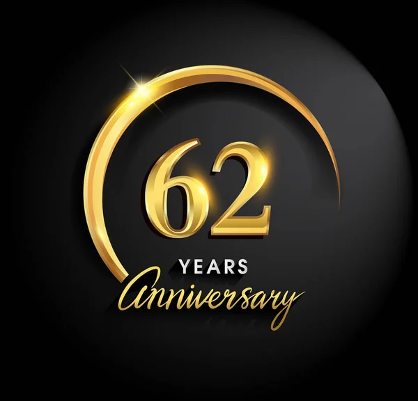 Jahre Jubiläumsfeier Jubiläums Logo Mit Ring Und Eleganz Goldene Farbe — Stockvektor