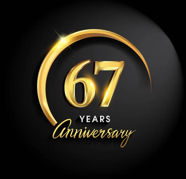 Years Anniversary Celebration Anniversary Logo Ring Elegance Golden Color Black — Stock Vector