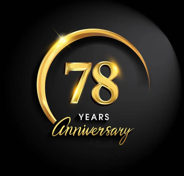 Obchody Rocznicy Lat Urodzinowe Logo Pierścieniem Elegancja Złotym Kolorze Czarnym — Wektor stockowy