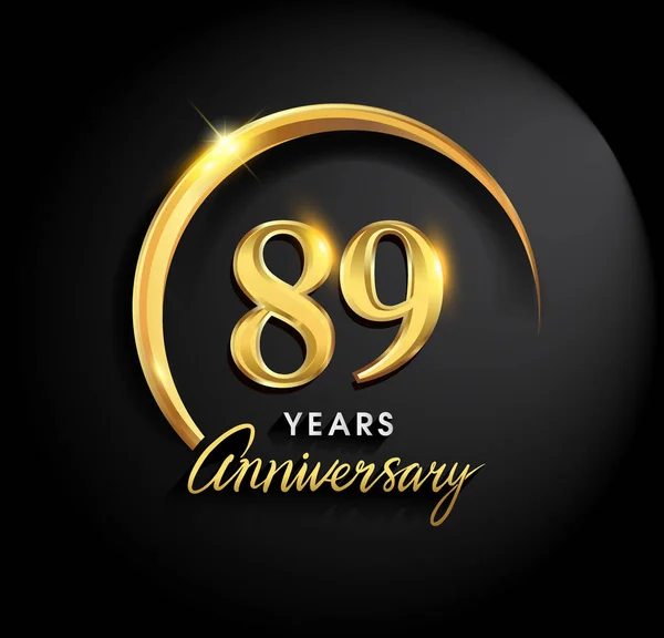 Oslava Výročí Let Logo Výročí Kroužkem Elegance Zlatá Barva Černém — Stockový vektor