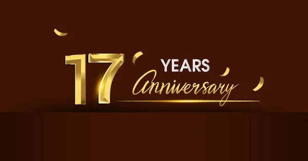 Jahre Jubiläumsfeier Jubiläums Logo Mit Goldener Farbe Und Goldenem Konfetti — Stockvektor