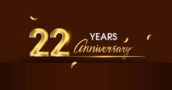 Years Anniversary Celebration Logotype Anniversary Logo Golden Color Gold Confetti — Stock Vector