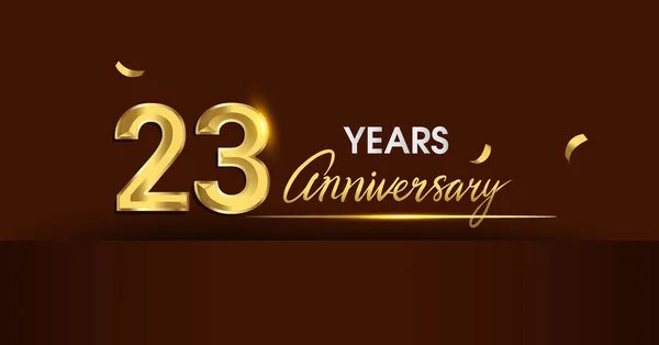 年周年記念お祝いのロゴタイプ 黄金色と暗い背景 グリーティング カード 招待状 お祝いのためベクトル設計に金の紙吹雪周年記念ロゴ — ストックベクタ