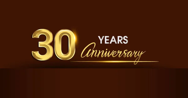 Logotipo Celebración Años Aniversario Logotipo Aniversario Con Color Dorado Confeti — Vector de stock