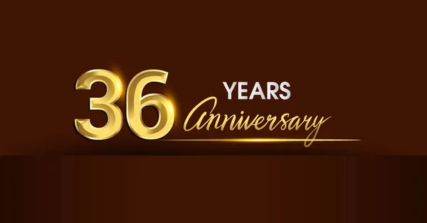 年周年記念お祝いのロゴタイプ 黄金色と暗い背景 グリーティング カード 招待状 お祝いのためベクトル設計に金の紙吹雪周年記念ロゴ — ストックベクタ