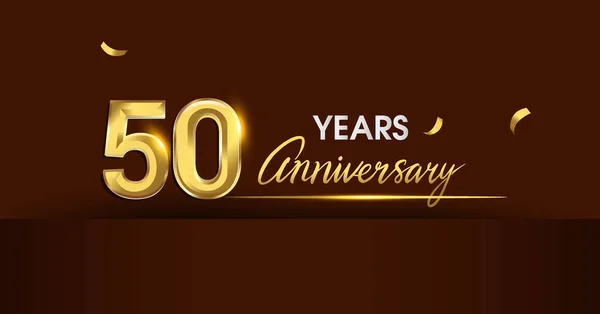 Logotipo Celebración Años Aniversario Logotipo Aniversario Con Color Dorado Confeti — Archivo Imágenes Vectoriales