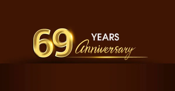 Anniversaire Célébration Logotype Logo Anniversaire Avec Couleur Dorée Confettis Dorés — Image vectorielle