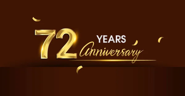 年周年記念お祝いのロゴタイプ 黄金色と暗い背景 グリーティング カード 招待状 お祝いのためベクトル設計に金の紙吹雪周年記念ロゴ — ストックベクタ