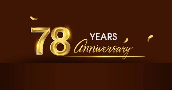 Jarige Verjaardag Viering Logo Verjaardagslogo Met Gouden Kleur Gouden Confetti — Stockvector