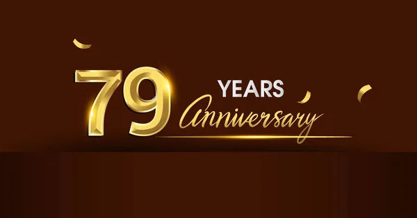 年周年記念お祝いのロゴタイプ 黄金色と暗い背景 グリーティング カード 招待状 お祝いのためベクトル設計に金の紙吹雪周年記念ロゴ — ストックベクタ