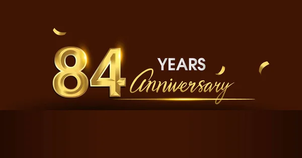 年周年記念お祝いのロゴタイプ 黄金色と暗い背景 グリーティング カード 招待状 お祝いのためベクトル設計に金の紙吹雪周年記念ロゴ — ストックベクタ