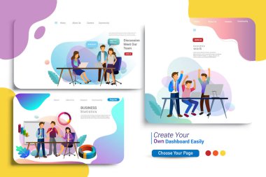 Renkli iniş sayfası şablonu, basitçe vektör çizimi 