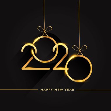 Altın sayılı yeni yıl kart şablonu, basitçe vektör illüstrasyonu   