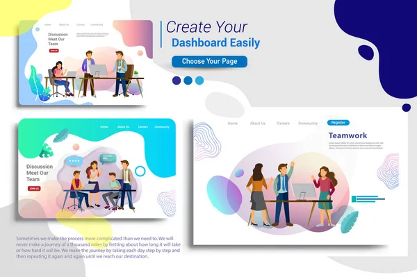 Farbenfrohe Landing Page Vorlage Einfach Vektorillustration — Stockvektor