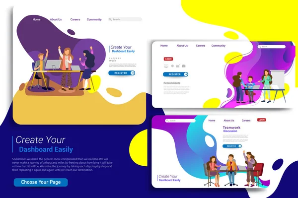 Farbenfrohe Landing Page Vorlage Einfach Vektorillustration — Stockvektor