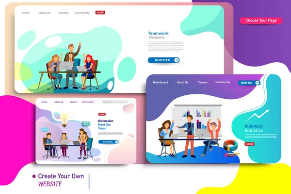 Farbenfrohe Landing Page Vorlage Einfach Vektorillustration — Stockvektor