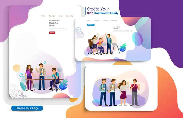 Farbenfrohe Landing Page Vorlage Einfach Vektorillustration — Stockvektor