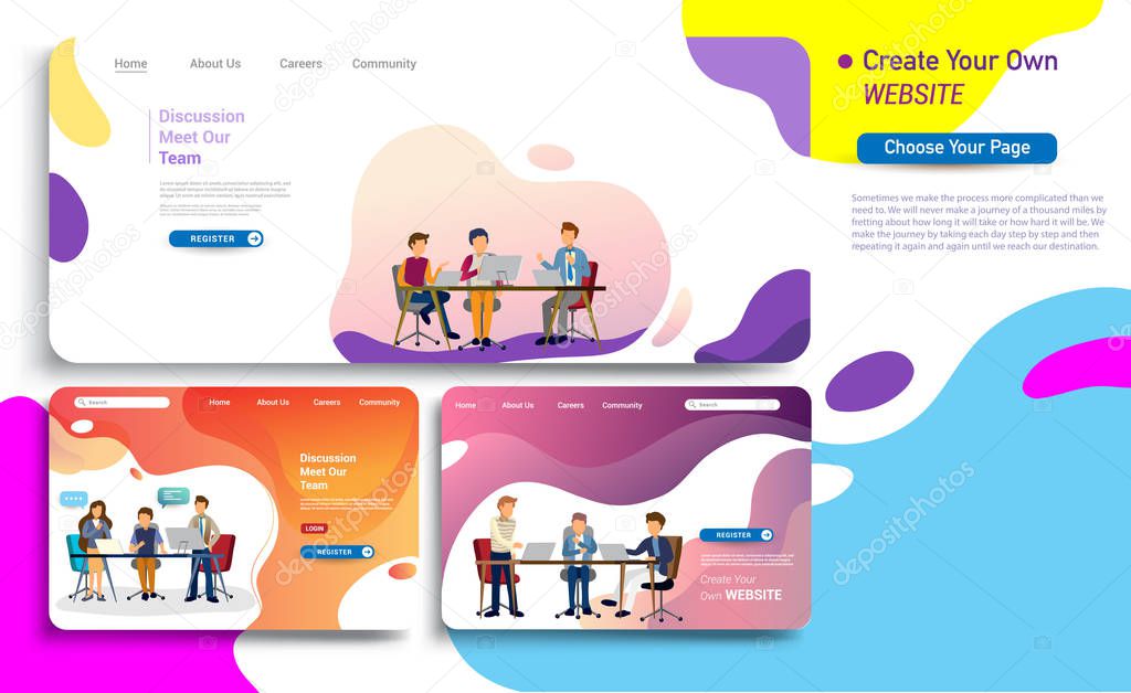 colorful landing page template, simply vector illustration 