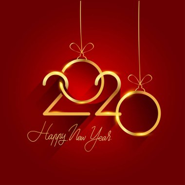 Altın sayılı yeni yıl kart şablonu, basitçe vektör illüstrasyonu   