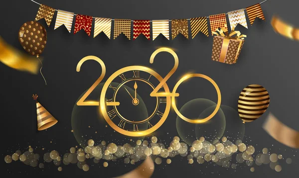 Счастливая Новогодняя Открытка Золотыми Цифрами Просто Векторная Иллюстрация — стоковый вектор