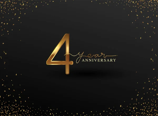 Logotipo Aniversário Anos Com Confetti Golden Colored Isolado Fundo Preto — Fotografia de Stock