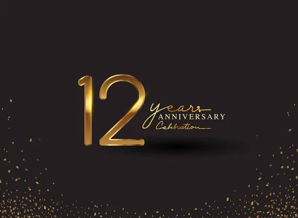 Years Anniversary Logo Confetti Golden Colored Ізольований Чорному Тлі Векторний — стокове фото