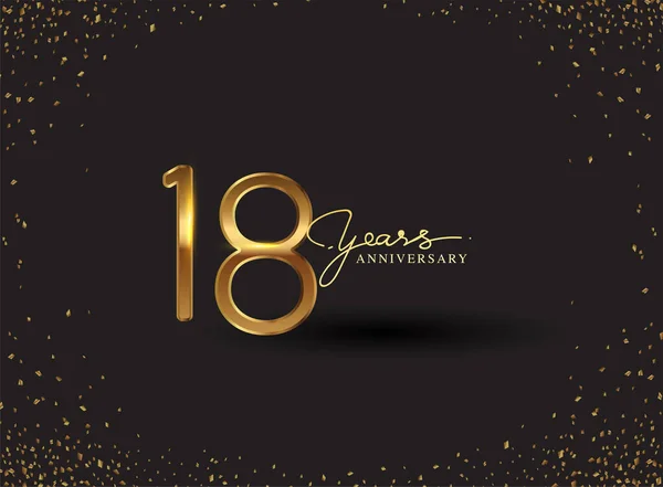 Logo Años Aniversario Con Confetti Golden Colored Aislado Sobre Fondo — Foto de Stock