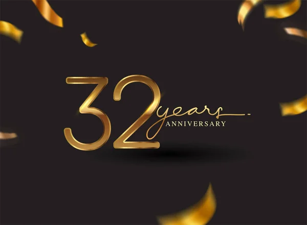 Years Anniversary Logo Confetti Golden Colored Isolated Black Background Vector — Stock Photo, Image