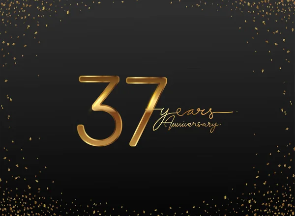 Anos Anniversary Logo Com Confetti Dourado Colorido Isolado Fundo Preto — Fotografia de Stock