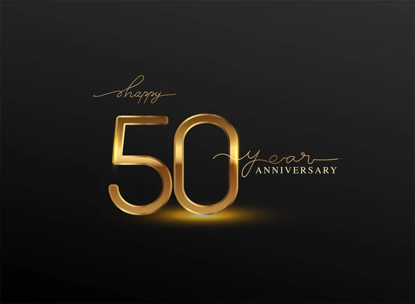 50 Years Anniversary Logo Golden Colored isolated on black background, vector design for greeting card and invitation card