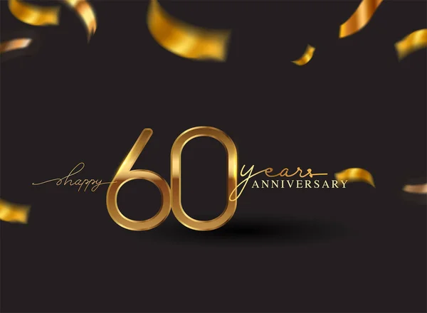 Jaar Jubileum Logo Met Confetti Golden Colored Geïsoleerd Zwarte Achtergrond — Stockfoto