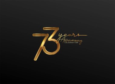 73 Yıl Yıldönümü Logosu Siyah zemin üzerinde izole edilmiş, tebrik kartı ve davetiye kartı için vektör tasarımı
