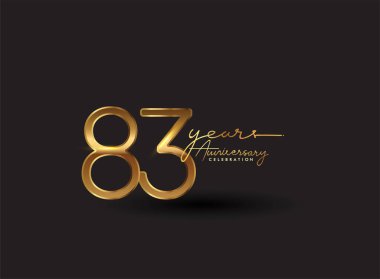 83 Yıl Yıldönümü Logosu Siyah zemin üzerinde izole edilmiş, tebrik kartı ve davetiye kartı için vektör tasarımı