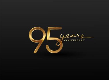 95 Yıl Yıldönümü Logosu Siyah zemin üzerinde izole edilmiş, tebrik kartı ve davetiye kartı için vektör tasarımı