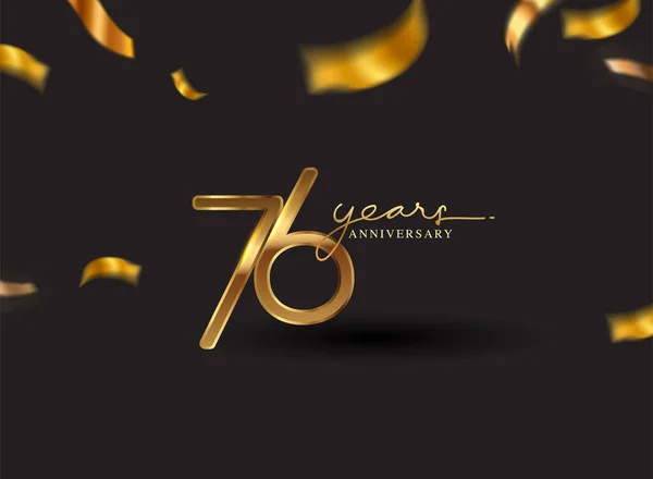 Anos Anniversary Logo Com Confetti Dourado Colorido Isolado Fundo Preto — Fotografia de Stock